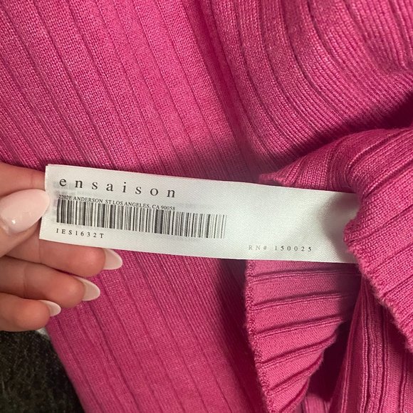 En Saison | Solange Rib Knit Top in Peony | Small - Picture 8 of 8